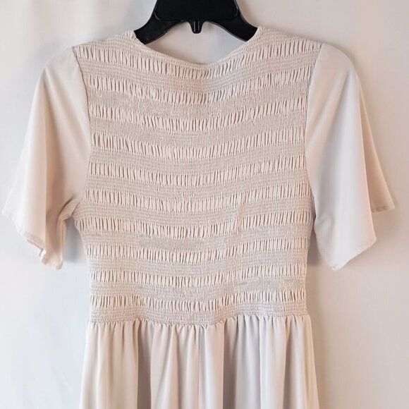 Zattcas Women Maxi Dress M Smocked V Neck Short Sleeve High Low Flowy Long - Picture 6 of 7